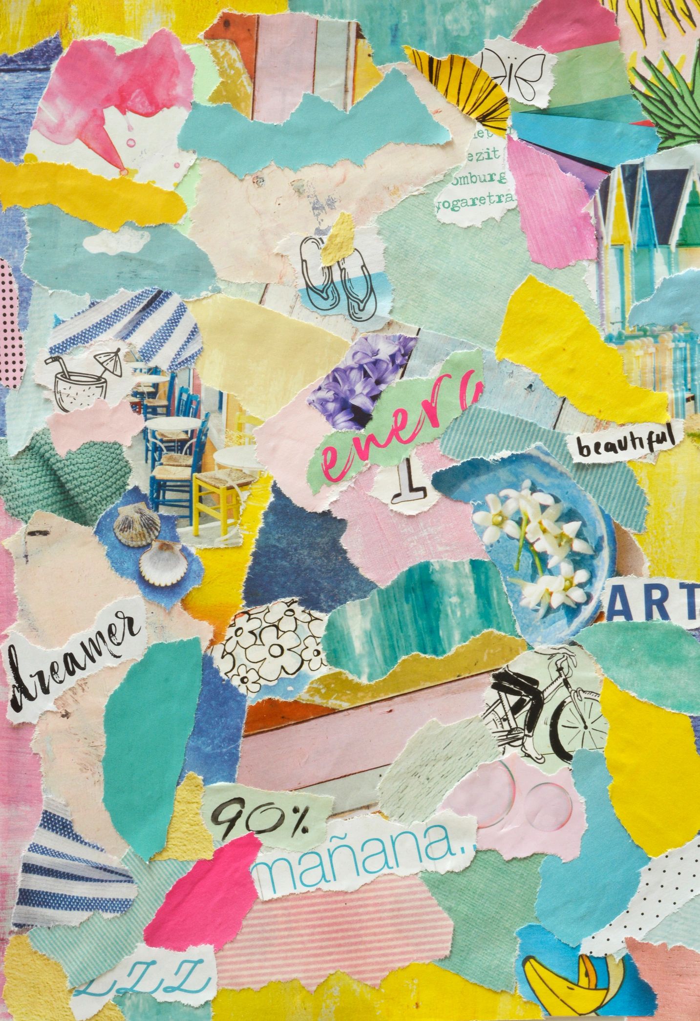 Colorful mixed-media student collage